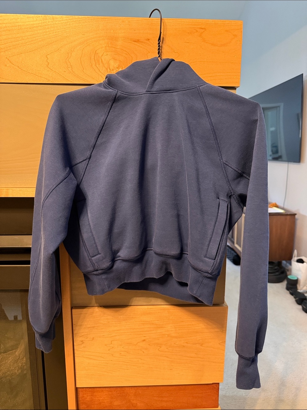 Aritzia Navy Blue Cropped Hoodie Sweatshirt